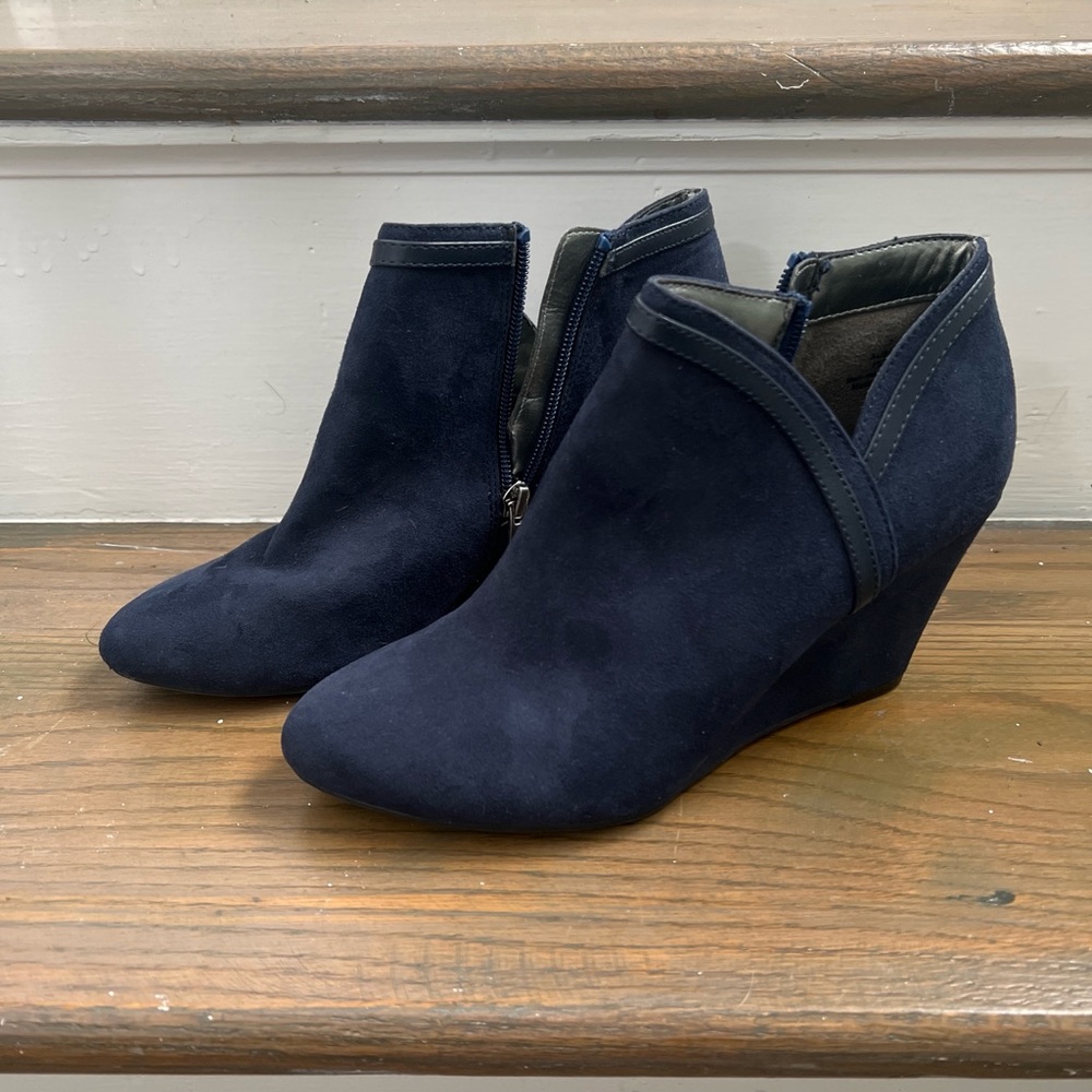 Xappeal Navy Suede Ankle Booties